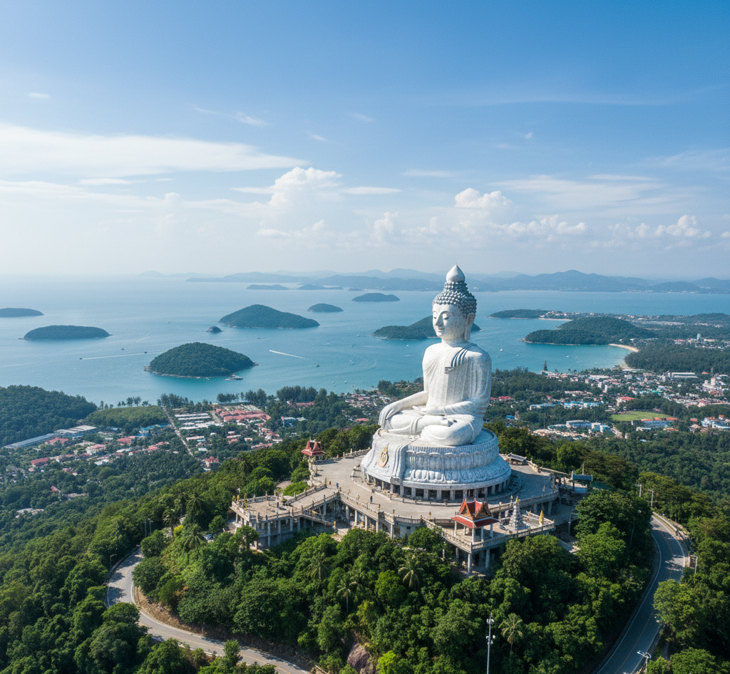 プーケット・ビッグブッダの巨大な白い仏像