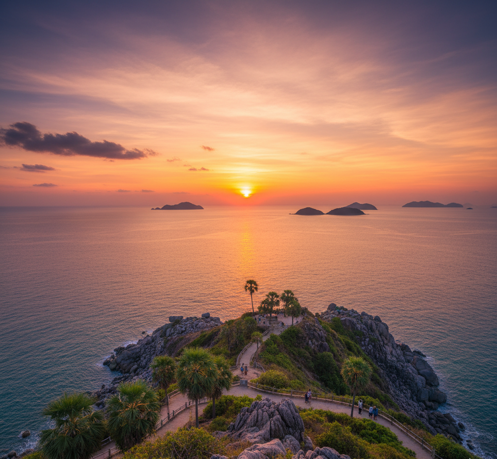 プロンテップ岬から見る美しいサンセット