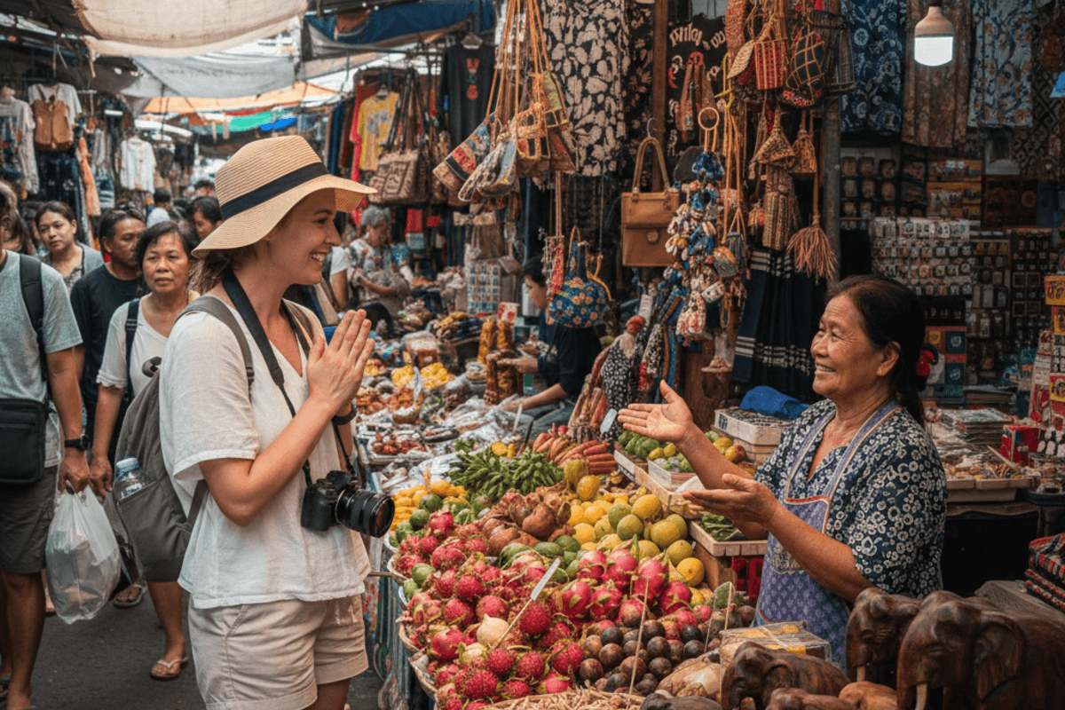 バンコクの市場で撮影する旅行者、現地の人々との交流、チャトゥチャック市場や水上マーケットでの写真撮影マナー